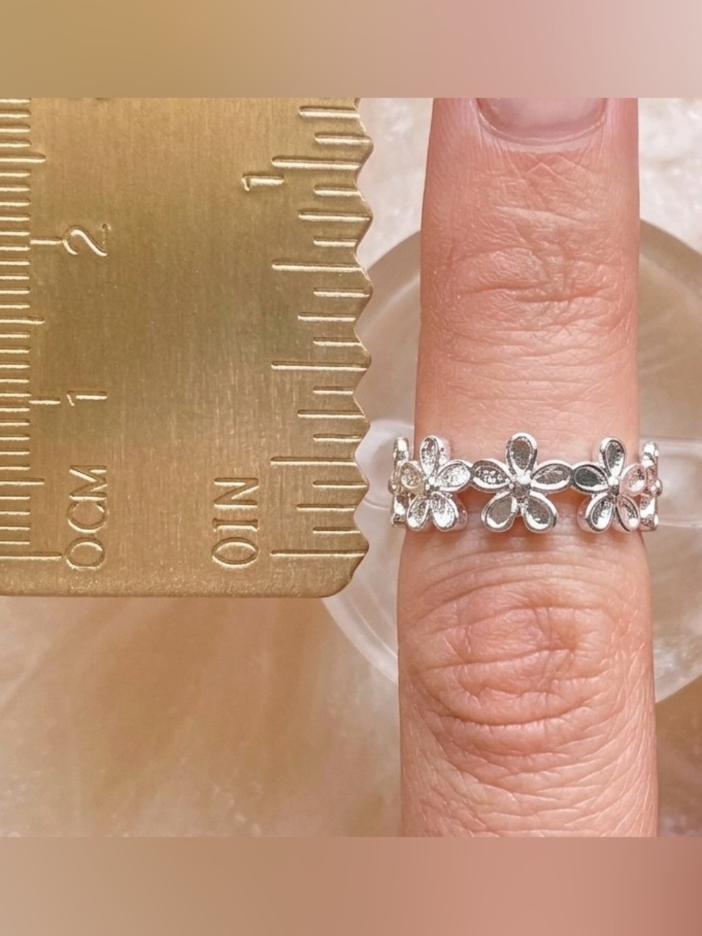Silver Floral Open Band Ring